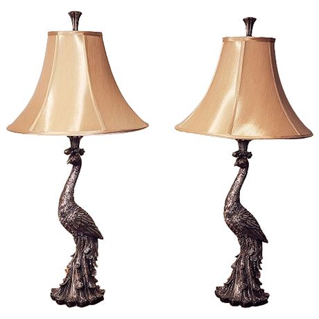 Pair Cafe Lighting Peacock Table Lamps