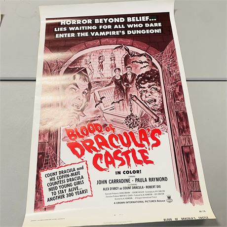 Original 1974 Blood of Dracula’s Castle Movie Poster