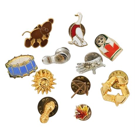 11 Vintage Miscellaneous Themed Lapel Pins