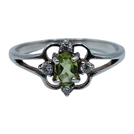Signed Sterling Silver Peridot Ring, Sz 10.25
