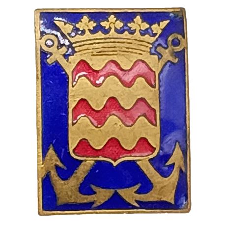 WWII Maillé Brézé Design by Arthus Bertrand, Paris Heraldic Crest Enamel Brooch