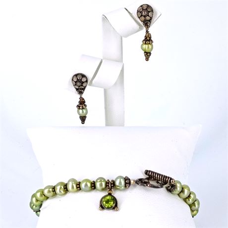 Gordon Lime Pearl Bracelet and Earrings from Florida Keys