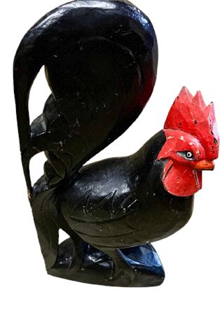 Wooden painted rooster statue