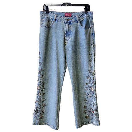 Azita Gemstone Embellished Kick Flare Jeans