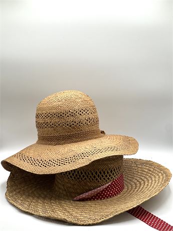 Lot of 2 Straw Sun Hats - Womens