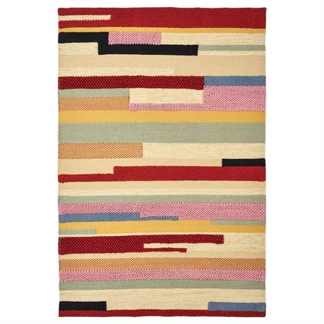 Ikea Brönden Low Pile Handwoven Multicolor Wool Rug