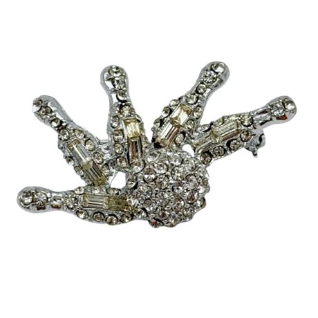 Vintage Rhinestone Bowling Ball & Pins Brooch