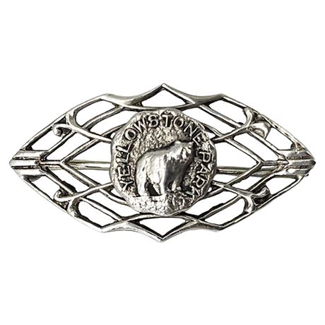 Vintage Art Deco Sterling Silver Yellowstone Park Souvenir Pin