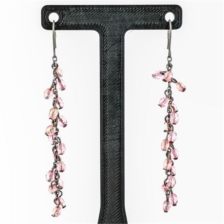 Pink Faceted Bead Dangle Earrings