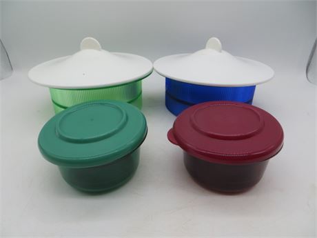 NEW VINTAGE TUPPERWARE PRELUDIO DIP BOWLS 2 LARGE & 2 SMALL