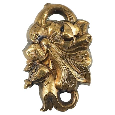 Vintage Art Nouveau STYLE METAL SPEC NY Brass Brooch