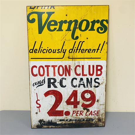 1960’s 26x41” Vernors + Cotton Club Sign
