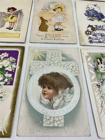9 pc 1912-1923 Antique Easter Postcard Ephemera Correspondence Lot