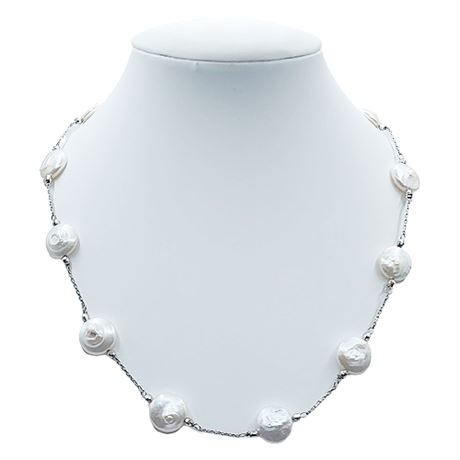 Sterling Silver Cultured Coin Pearl Necklace