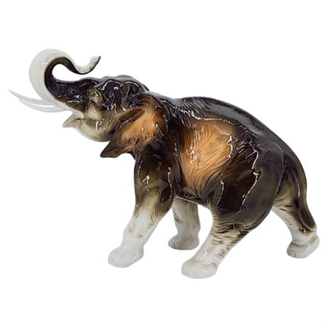 Vintage Royal Dux Czechoslovakia Large 13x19" Porcelain Trunk Up Elephant Statue