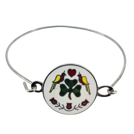 Vintage Hex Sign Silver Tone Bracelet