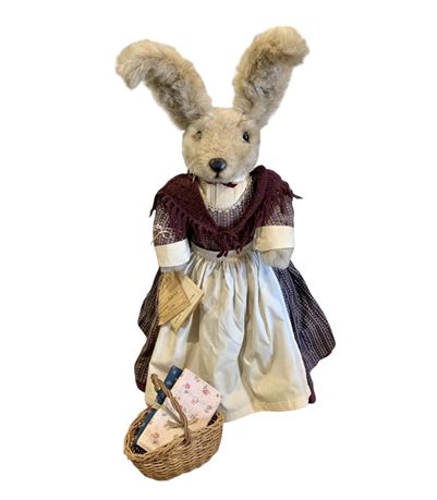 33” c1983 Beaver Valley Handmade Articulated “Olivia” Rabbit Doll