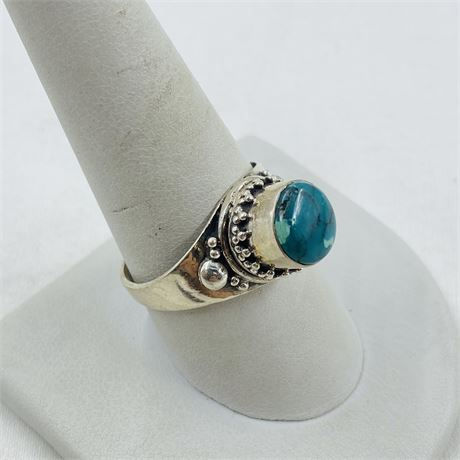 9g Sterling Turquoise Ring Size 10.5
