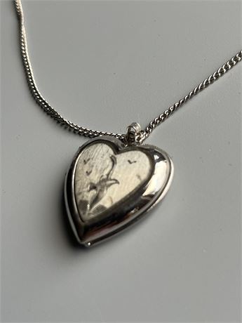 Silver heart locket necklace