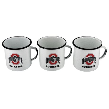 Set of 3 Ohio State Enamel Coffee Mugs