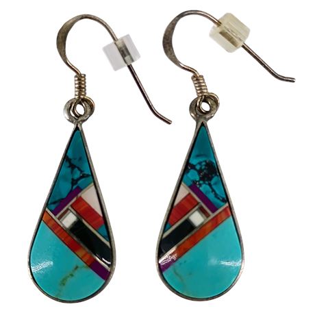 Sterling Silver Turquoise Inlay Earrings