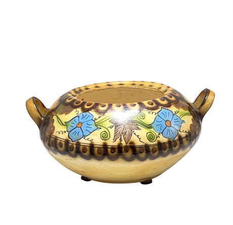 Vtg Handpainted Earthenware Pottery Bowl - Large