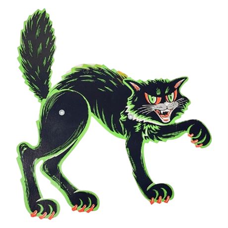Vintage BEISTLE Halloween Jointed Paper Black Cat Decor