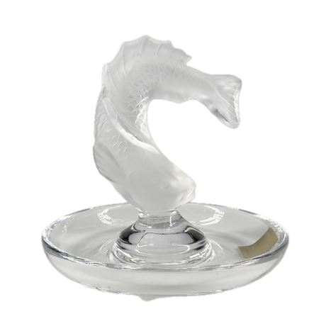 Vintage Lalique Goujon Koi Fish Crystal Ring Tray
