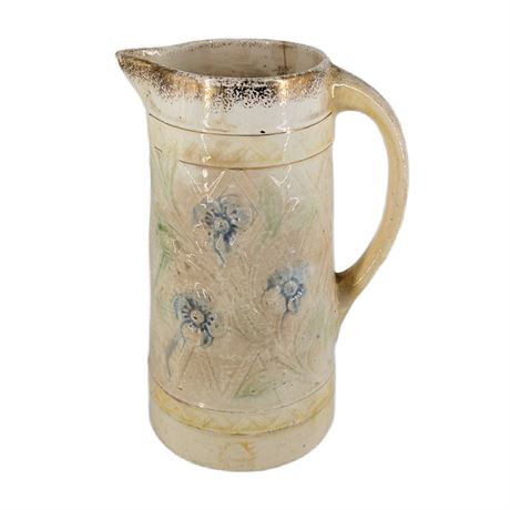 Roseville Wild Rose Jug Pitcher Cream Blue Flowers Gold Rim