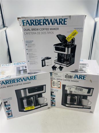 3 Farberware Dual Brew Coffee Makers