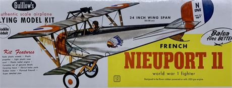 NOS Guillow’s French Nieuport 11 WWI 24” Balsa Airplane Kit