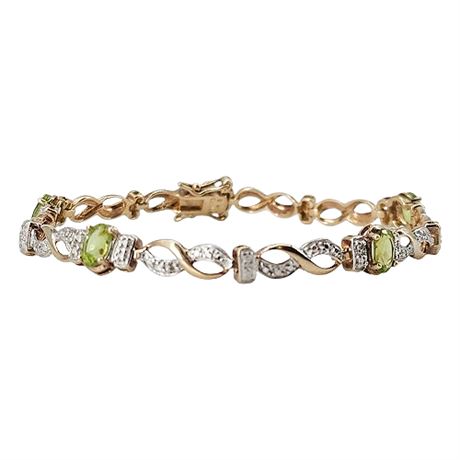 Vintage ROSS SIMONS Gold Over Sterling Silver Peridot Gemstone Bracelet