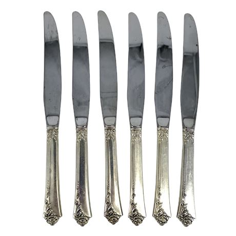 Sterling Silver Handled Knives with Stainless Steel Blades, Set of 6