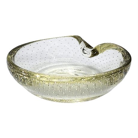 Murano Art Glass Controlled Bubble Folded Rim Bowl