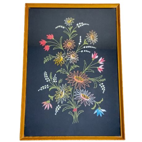 Flower Bouquet Framed Embroidery