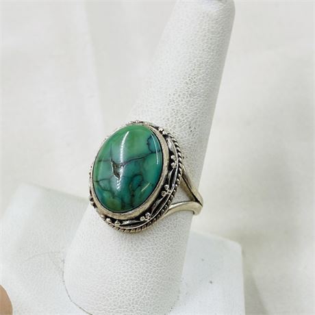 17g Sterling Turquoise Ring Size 10