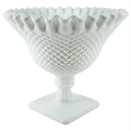 Westmoreland "English Hobnail" Ruffled Milk Glass Compote