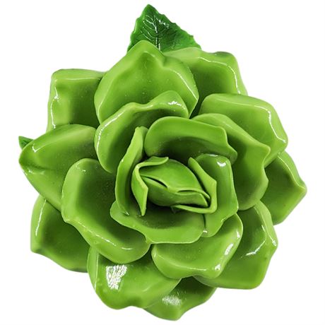 Vintage 3 Dimensional Lime Green Plastic Rose Brooch
