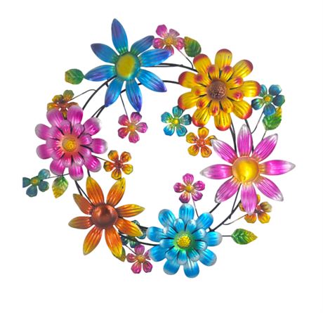 VTG Large 16" Metal Floral Wreath
