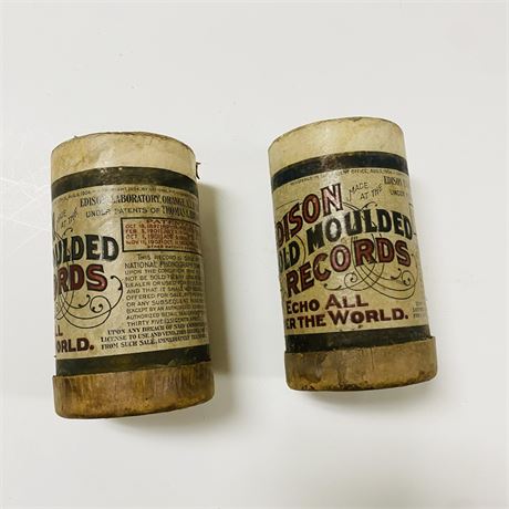2 Antique Edison Wax Cylinder Photographs