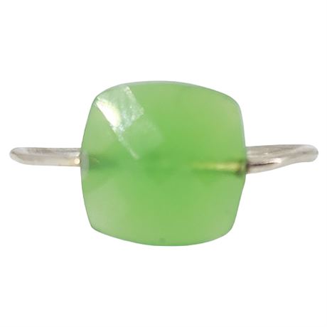 Unmarked Sterling Silver Faceted Green Aventurine Ring, Sz 6