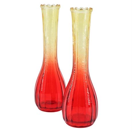 Vintage Jeannette Glass New Old Stock Ombre Bud Vases