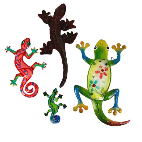 Lot of Decorative Metal Lizard Wall Decor