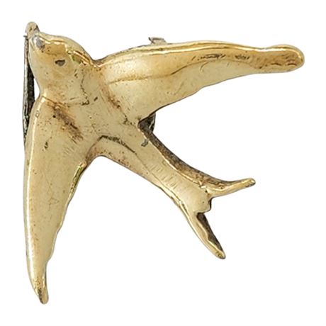 Vintage Gold Over Sterling Silver Swallow Pendant