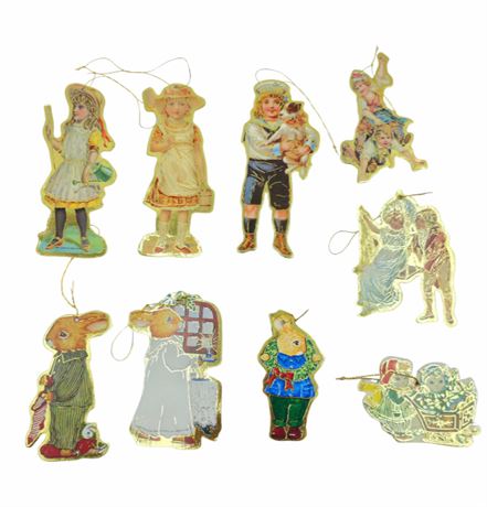 VTG 80's Cardboard Ornaments, Victorian Style