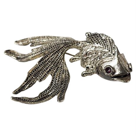Vintage 3 Dimensional Fancy Goldfish Brooch