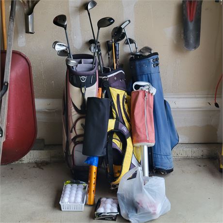 Large Right-Handed Golf Club & Accessories Lot