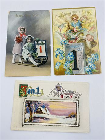 Antique New Years Postcard Lot