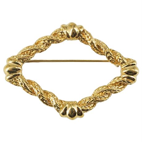 Vintage MONET Gold Tone Diamond Shaped Twist Brooch
