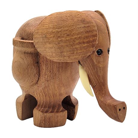 Vintage Handmade Wooden Elephant Figurine